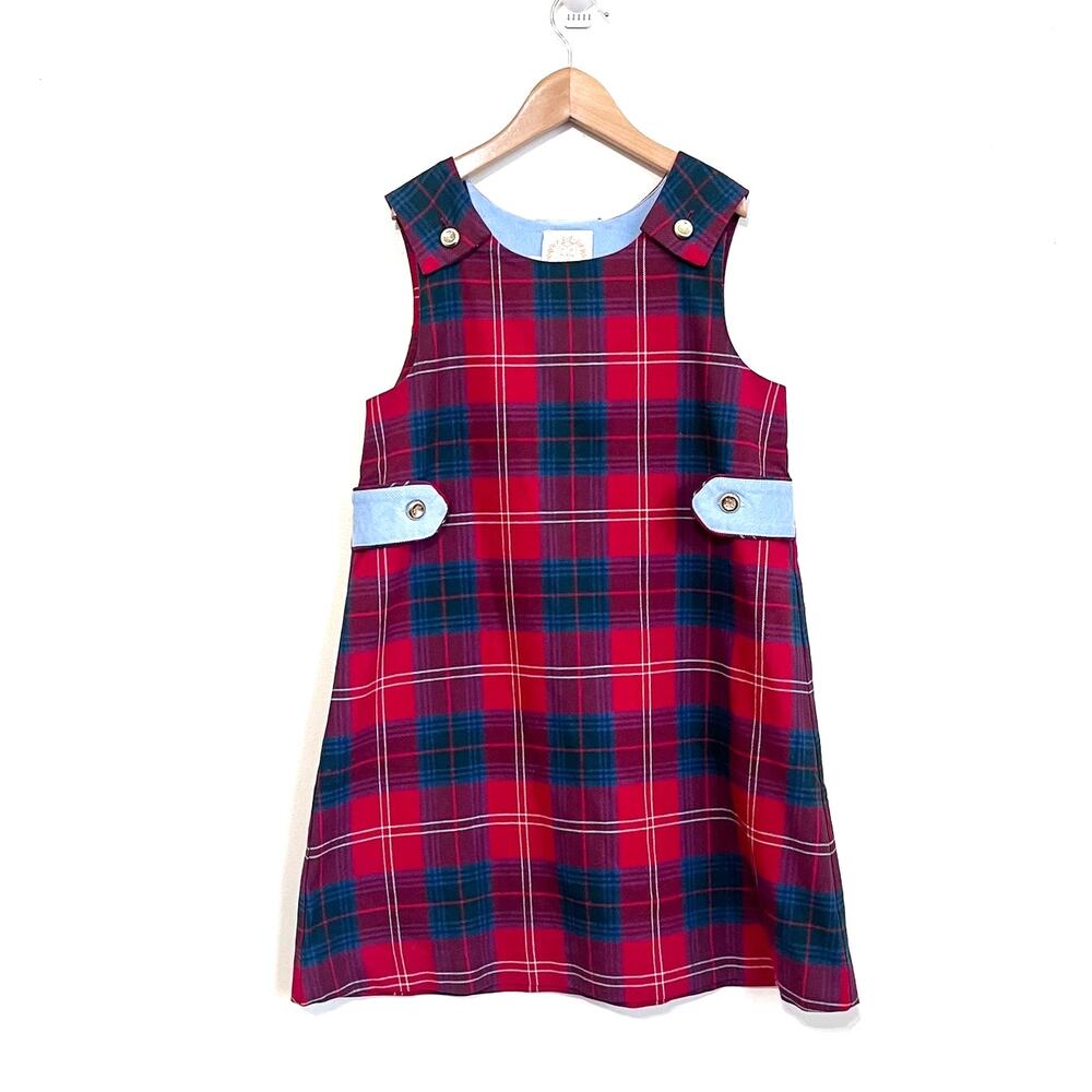 Beaufort Bonnet Company Girls Janie‎ Jumper Dress Size 12 Middleton Place Plaid